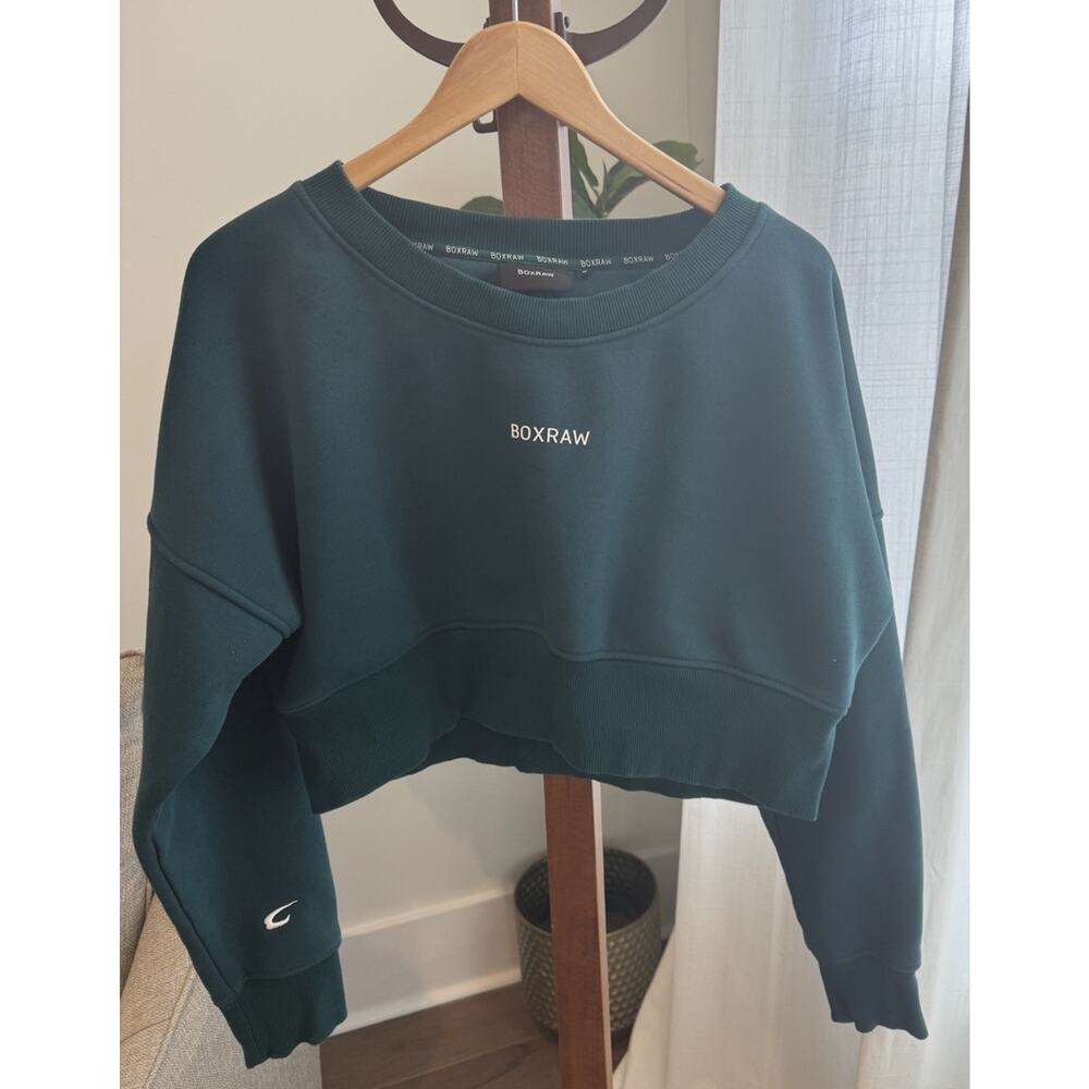Women's Boxraw Johnson Cropped Sweatshirt - Teal Size XL